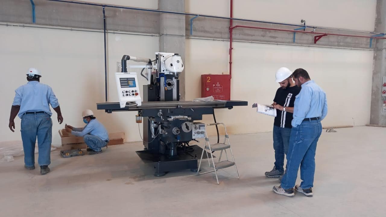 Workshop setup and industrial machine installation